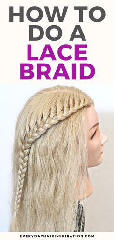 How to do a lace braid Hairstyle For Beginners, Twisted Hairstyles, Half Up Hairstyle, Half Up Half Down Hairstyle, Ponytail Hairstyles Tutorial, Down Hairstyle