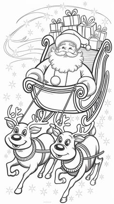 santa claus riding in his sleigh with reindeers