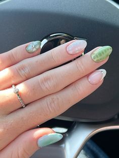 #nails #nailart #nailsofinstagram #naildesign #nailstagram #summer #summernails #acrylic #acrylicnaildesigns Aqua Nails Turquoise, Green Design Nails, Green Nails With Design, Clean Nail Designs, Nail Inspo Summer, Green Acrylic Nails, Makeup Nails Designs, December Nails, Wow Nails