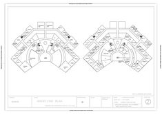 the floor plan for an office building with two floors and three levels, in black and white