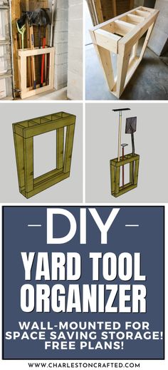 the diy yard tool organizer with instructions to make it