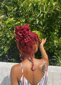 Red Locs Black Women, Dyed Locs Black Women, Loc Dye Ideas, Deep Red Hair Color, Red Locs, Loc Goals, Loc Hairstyles, Beautiful Locs