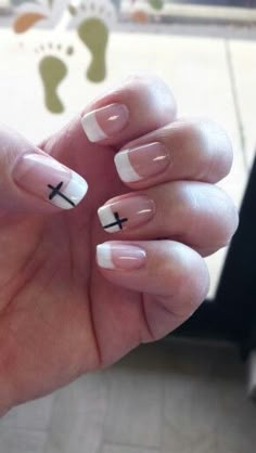 Nails With A Cross Design Simple, Church Camp Nail Ideas, Faith Nail Art, Easter Christian Nails, Mail Ideas Fall, Nails For Camp, Nails That Go With Anything, Nails For Cheerleaders, Easter Nails Christian