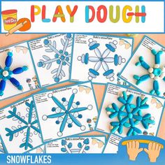 the snowflakes play dough is shown with instructions to make them look like they are playing