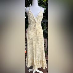 Nwt. Bohemian, Boho Back Smocked Dress V Neck Sleeveless Adjustable Straps Waist Smocked Fully Linen Anthropologie Beige Bohemian V-neck Sundress, Flowy Bohemian Smocked V-neck Dress, White V-neck Bohemian Sleeveless Dress, Spring Bohemian Smocked V-neck Dress, Bohemian Beige V-neck Maxi Dress, Smocked Dress, Cream And Gold, Boho Dress, Smocking