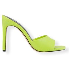 Rouge Helium Neon Lime High Heel Women's Sandals -New with Box -Brand: Rouge Helium -Color: Neon Lime -Material: Faux Leather -Heel Height: 4.5 Inch -Square Toe -Open Toe -Single Band -Stiletto Heel -Slip On Closure -Made in China Green Open Heel Mules For Party, Green Open Toe Formal Sandals, Green Open Toe Formal Mules, Formal Green Open Toe Sandals, Green Evening Mules For Summer, Green Summer Evening Mules, Green Open Heel Mules For Evening, Evening Green Open Heel Mules, Elegant Green Synthetic Sandals