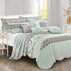 the comforter is neatly made and ready to be used in any room or bed