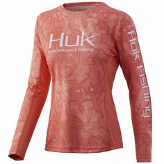 Huk Women's Camo Icon Shirt Bimini Size - X-Large. The Huk ICON is one of the most popular fishing shirts available. When you wear this comfortable, perfect-fitting, sun-blocking +30 UPF shirt youll be wearing apparel that not only looks great, but is built from state-of-the-art fabrics, durable poly-knit construction and most advanced materials for protection against the elements. We proudly introduce our latest womens ICON Long Sleeve featuring our Internal Cooling Element (I.C.E) technology - Camo Long Sleeve Shirt, Icon Shirt, Camo Long Sleeve, Boat Shirts, Icon X, Womens Camo, Pink Long Sleeve Shirt, S Icon, Orange Fashion