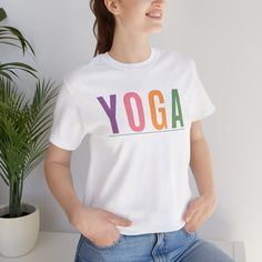 Description: Find your zen and express your love for yoga with our Serenity in Every Pose Yoga Bliss Tee. This thoughtfully designed T-shirt is crafted for both men and women who appreciate the calming influence of yoga in their lives. Immerse yourself in comfort and style as you move through your practice, embracing the serenity of each pose in this uniquely inspired tee. Key Features: Tranquil Design: Experience a sense of calm with our serene yoga-themed graphic. Comfortable Fit: Crafted from Yoga Typography, Simple Yoga, Yoga Apparel, Yoga Logo, Typography Shirts, Pose Yoga, Yoga Tshirt, Easy Yoga, Yoga Fashion