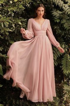 CD 0192 Size 8, 14 Long A Line Chiffon Long Sleeve Mother Of Dress Wed Long Chiffon Dress With Sleeves, Formal Dresses Long Elegant Plus Size, Belle Sleeve Dress, Long Arm Dress, Tulle Dress With Sleeves, Pastel Dress Formal, Party Gowns Elegant, Chiffon Outfit, Elegant Evening Dresses Long