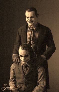 an image of a man with a creepy face next to another man in a suit