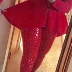 Sparkly Red Sequin Pants Fitted Pants For Christmas Party, Winter Party Full-length Leggings, Red Leggings For Night Out In Fall, Red Fitted Pants For Party, Red Full-length Leggings For Fall, Red Full Length Leggings For Fall, Fitted Red Pants For Party, Fitted Red Bottoms For Winter, Full Length Red Leggings For Fall