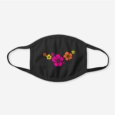 Hawaiian Tropical Flowers Summer Black Cotton Face Mask #face #mask #facemask #cute #kids #hawaiian #flower #floral #luau #colorful #summer Pink Flower Painting, Rose Mask, Mask Designs, Pink Watercolor Flower, Trendy Face Masks, Stylish Face Mask, Face Mask Fashion, Pink Swirls, Black And Purple