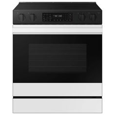 a black and white oven with the door open