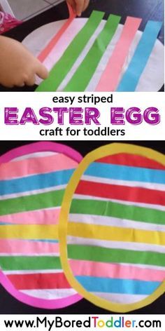 an easter egg craft for toddlers to make with strips of colored paper and scissors