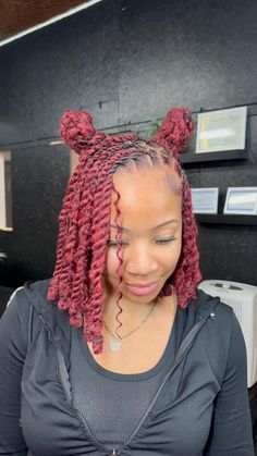 find me on instagram @kayluxe.studio #locstyles #locs #extendedlocs #locstylesforwomen #locs4life #locjourney #dreadlocks #dreadstyles #loctician #blackgirlshairstyles Loc Knot Bob, Short Dreadlocks Styles, Space Buns, Loc Styles, Black Girls Hairstyles, Protective Hairstyles, Locs, Buns, Red Hair