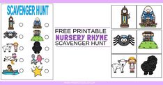 the printable nursery rhyme scavenger hunt for children