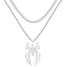 PRICES MAY VARY. Design -- This layered Cuban chain spider necklace is composed of a simple Cuban chain and a cool spider necklace. It can be worn alone or stacked. hope that wearing it can make us all full of justice and bravery like Spider Man. MATERIAL -- Made of high-quality 316 stainless steel, non tarnish waterproof,not rust,no fade, sturdy, durable, low maintenance, hypoallergenic, lead-free and nickel-free,smooth surface, comfortable to touch. SIZE -- The chain length of cuban chain 18 i Best Friends Brother, Anime Goth, Spider Necklace, Fashion Anime, Tarnished Jewelry, Necklace Chain Lengths, Necklace For Men, Christmas Stuff, Cuban Chain