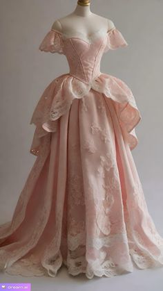 Rpyal Dresses, Pink Queen Dresses, Romantic Dresses Aesthetic, Cutesy Prom Dress, Pink Dress Victorian, Royale Dress Aesthetic, Bridgerton Pink Aesthetic, Pastel Victorian Dress, Fairytale Inspired Dress