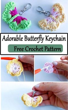 crochet butterfly keychain free pattern