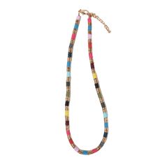 Frankie Multi-Color Block Sequin Disc Necklace Multi-Color SHORT Playful Multicolor Beach Necklace, Adjustable Multicolor Necklace For Party, Adjustable Multicolor Necklaces For Party, Playful Adjustable Multicolor Beaded Necklaces, Adjustable Multicolor Playful Beaded Necklace, Playful Multicolor Necklace With Tiny Beads, Playful Multicolor Necklaces With Tiny Beads, Playful Multicolor Tiny Beads Necklace, Multicolor Necklaces With Colorful Beads For Party