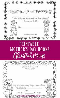 the mother's day book for christian moms is shown in pink and white