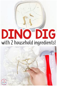 Dino Science Experiment, Dinosaur Large Motor Activities, Dinosaur Hunt For Kids, Dino Day Activities, Fossil Dig For Kids, Dinosaur Experiments For Kids, Fossils Activities For Kids, Dinosaur Digging Activity, Dinosaur Kids Activities