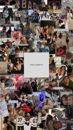 a collage of photos with the words get campus written on one side and people in the other