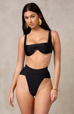 This bikini top is the epitome of elegance and class. The square neckline and mono-underwire give this bikini top an ultra sophisticated look that is flattering on all body types. Adjustable straps – Shoulder straps adjust for a tailored fit Tarnish & rust resistant hardware ­– Gold colored accents to elevate your look Secure back clasp – Snaps in place for maximum hold Cheeky Bottom Swimsuit, Resort Outfit, Old Hollywood Glam, Flowy Pants, Hollywood Glam, The Square, Cheeky Bikinis, Stretchy Fabric, Square Neckline