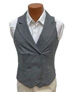 Women's Grey Vest This is a great brand new vest from Executive Apparel.  It is tailored in a comfortable high quality polyester wool blend that will prove very durable.  Machine washable.  Six button double breasted closure with real front pockets.  Listing is for the vest only.  Please let me know if you would be interested in purchasing a group of these. Grey Waistcoat, Executive Woman, Grey Vest, Women's Coats & Jackets, Sweater Coats, Jacket Style, New Woman, Vest Jacket, Double Breasted