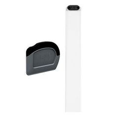 a white and black object is next to a plastic pole with a rubber cover on it