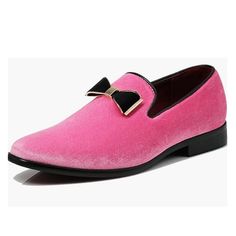 Men's Vintage Bow Tie Velvet Dress Loafers Slip On Fashion Shoes S23 Pink Tuxedo Pink Mens Dress Shoes, Pink Tuxedo, Black Loafers Men, Vintage Bow Tie, Mens Slip On Loafers, Black Leather Dress Shoes, Mens Leather Loafers, Buckle Loafers, Moccasins Mens