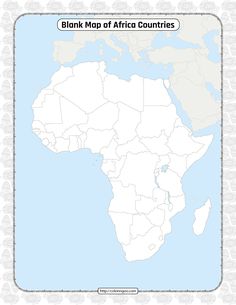 blank map of africa countries with the country name and location highlighted in white on a light blue background