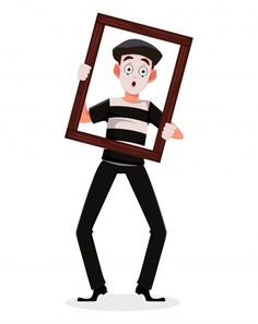 a cartoon man holding a framed photo in his hands