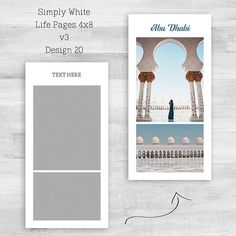 a white and gray photo with the text simply white life pages 4x8 design 20