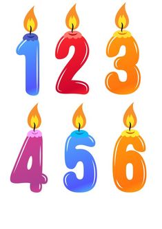 birthday candles with the number two and six burning in different colors, on white background