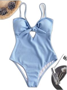 Light Blue Sleeveless Swimwear For Spring, Blue Summer Bodysuit For Vacation, Blue Bodysuit For Beach Party Season, Blue Summer One-pieces For The Beach, Blue One-piece Swimsuit For Summer Beach, Light Blue Bodysuit For Summer Beach, Blue One-piece Swimsuit For Summer Vacation, Blue Beachy Bodysuit For Summer, Blue Backless Bodysuit For Vacation