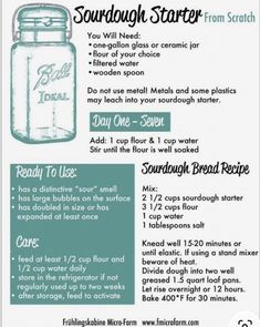 the instructions for how to make sourdough starch from scratch and other ingredients