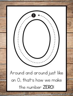 a printable poster with the words around and around just like an o, that's how we make the number zero