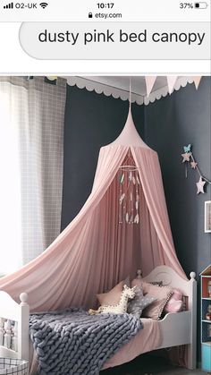 Princess Beds For Kids Canopy, Girl Twin Bed Canopy, Princess Bedroom Canopy, Bed Curtains Canopy Kids, Pink Bed Canopy, Dusty Pink Bedroom, Canopy Above Child’s Bed, Grey Room, Bed Canopy