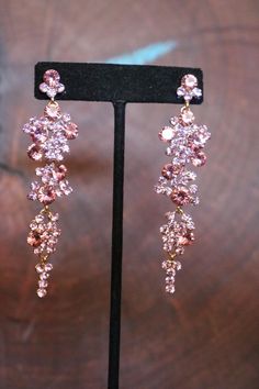 Pink rhinestone earrings pink dangle earrings. light pink | Etsy Wedding Pink Sparkling Crystal Earrings, Pink Sparkling Crystal Earrings For Wedding, Pink Crystal Embellished Jewelry For Party, Pink Drop Earrings With Rhinestones, Pink Crystal-embellished Jewelry For Party, Pink Crystal Rhinestone Earrings For Wedding, Pink Rhinestone Drop Earrings, Glamorous Pink Crystal-embellished Jewelry, Pink Sparkling Stones Crystal Earrings For Wedding