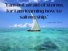 a sailboat floating in the ocean with a quote about storm