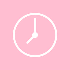 a white clock on a pink background