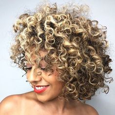 Perm Bob, Chin Bob, Short Blonde Hairstyles, Brushed Out Curls, Hair Perms, Highlight Colors, Curly Perm, Curly Lob