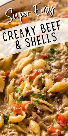 this creamy beef and shells recipe is super easy to make