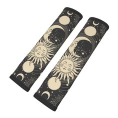 two sun and moon designs on black yoga mats