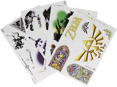 four different kinds of stickers on white paper