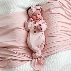 petal pink bamboo baby knot gown and hat set Caden Lane, Personalized Swaddle Blanket, Personalized Swaddle, Pink Newborn, Color Care, Newborn Pictures, Cool Baby Stuff, Baby Pictures, Personalized Baby