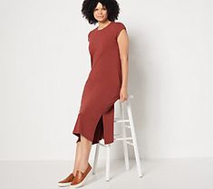 A Perfect 10 in Perfect Jersey. This soft-knit dress is, depending on the accessories, whatever you need it to be: a wear-to-work outfit, a comfy lounge-about, or an easy canvas for date-night dressing. From Denim & Co.® Fashions.  Original item is A399755. This product may be a customer return, vendor sample, or on-air display and is not in its originally manufactured condition. It may not be new. In some instances, these items are repackaged by QVC. Casual Everyday Dresses For Fall, Fitted Everyday Dress For Fall, Everyday Fitted Dresses For Fall, Everyday Fitted Fall Dresses, Chic Everyday Dress For Fall, Fitted Dresses For Everyday Fall Wear, Casual Solid Dresses For Everyday, Casual Solid Everyday Dress, Comfy Lounge