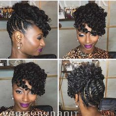 Flat Twist Updo With Curls, Updo Crochet Hairstyles, Twisted Updo Natural Hair, Updos For Natural Black Hair, Updo For Natural Hair, Flat Twist Updo Natural Hair, Crochet Updo, Crochet Curls, Natural Updo